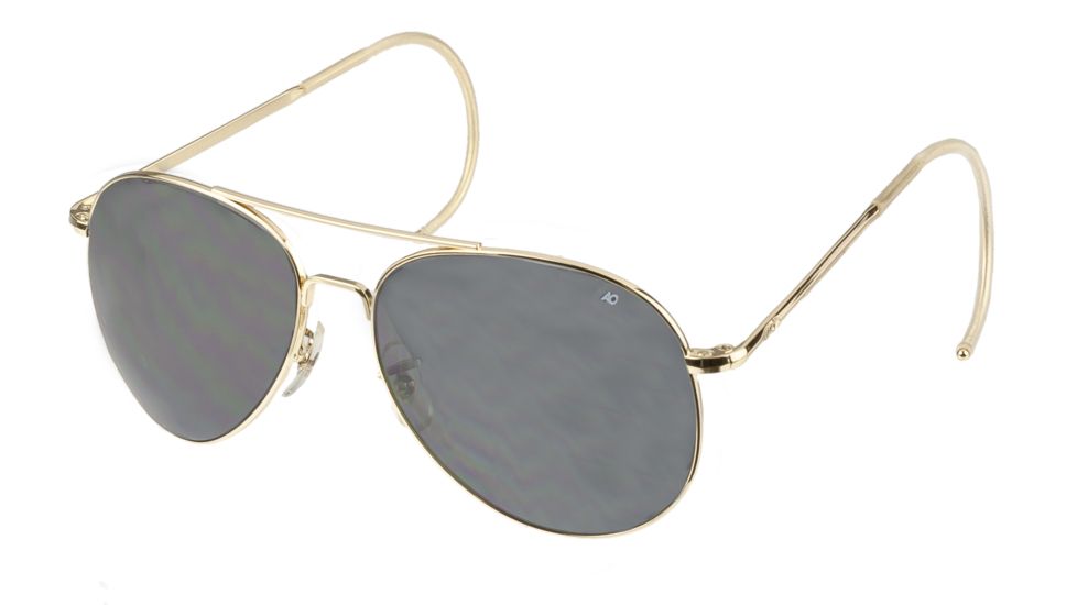 LENGTH=103-#####-AO Flight Gear General Sunglasses, Comfort Cable, Gold Frame, CC Gray Poly Lens, Polarized, 58mm, 32090