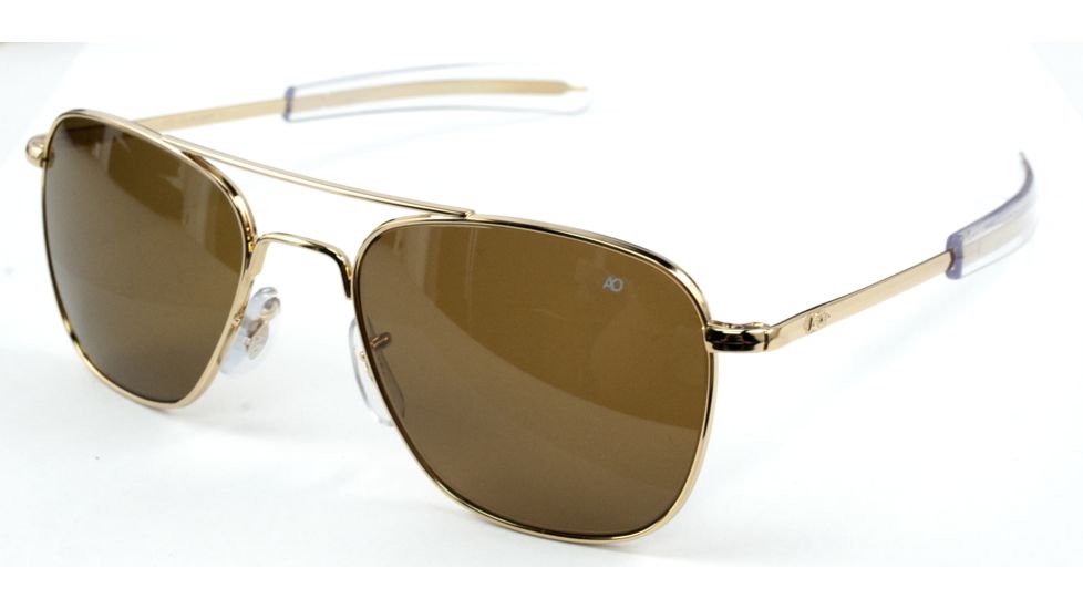 AO Original Pilot Sunglasses, Bayonet, Gold Frame, HC Amber Poly Lens, Polarized, 52mm, 30005