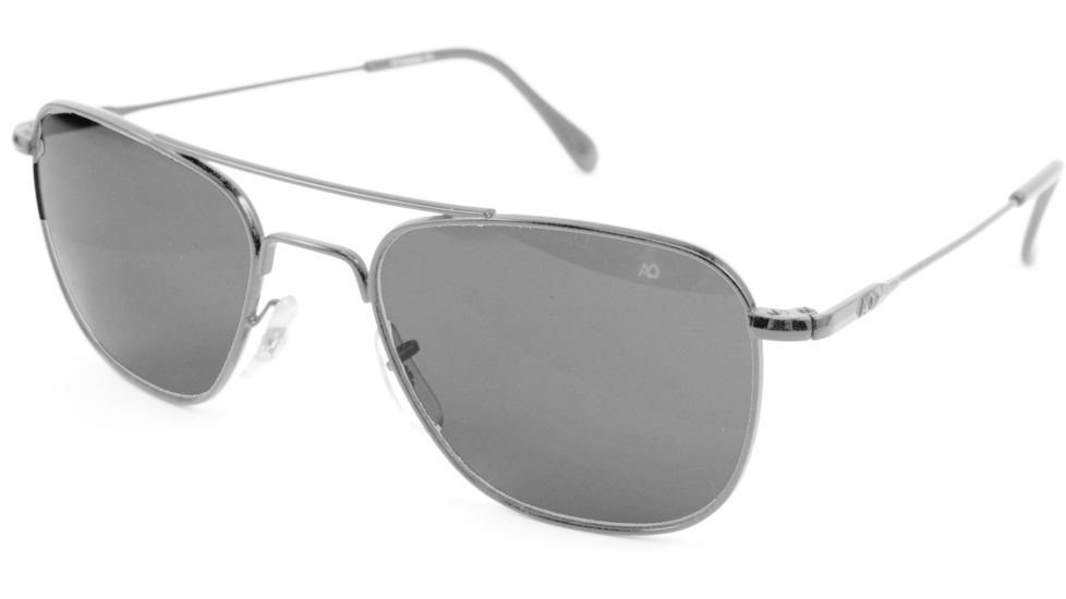 AO Original Pilot Sunglasses, Matte Chrome, Wire Spatula, Gray Glass Lens, 52mm MC-TCG-WS-52