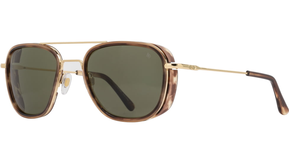 AO Flynn Sunglasses - Mens, Gold Teak, Calobar Green AOLite Nylon Lenses, Gold Teak / Calobar Green Polarized Lens, 55-22-145, FLN255STTKGNN-P