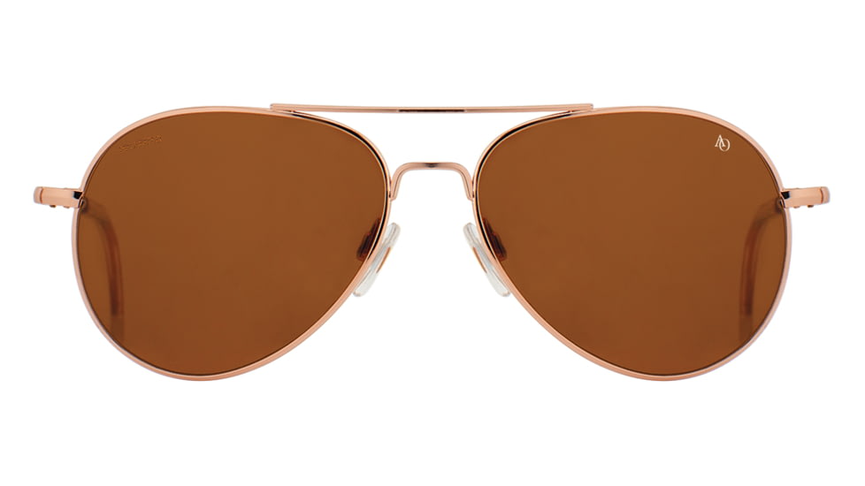 AO General Sunglasses, Rose Gold, Cosmetan Brown SkyMaster Glass Lenses, Polarized, 55-14-140 B47, GEN555STCLBNG-P