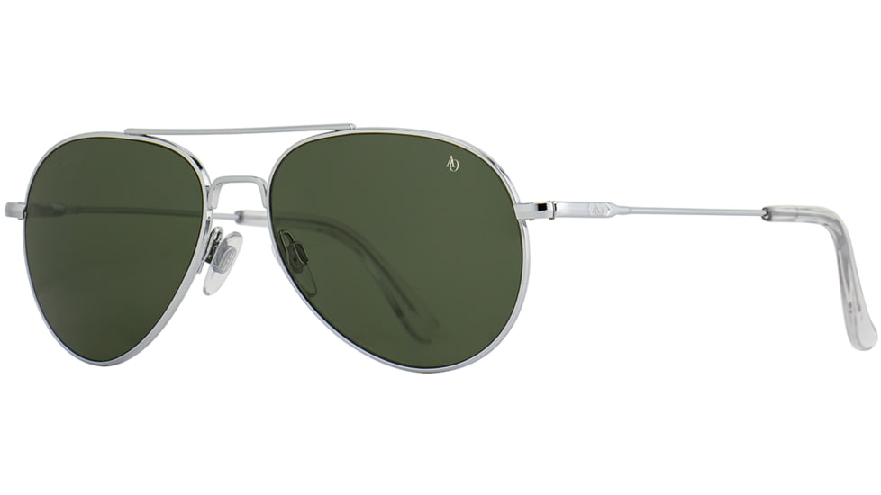 AO General Sunglasses, Silver, Calobar Green SkyMaster Glass Lenses, Polarized, 58-14-145 B52.5, GEN258STSMGNG-P