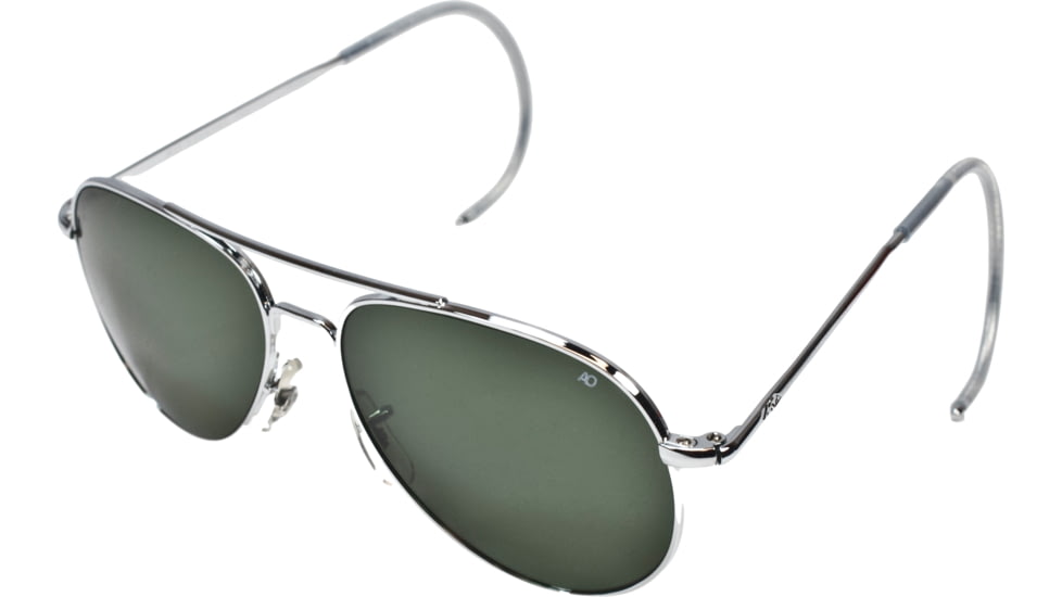 AO General Sunglasses, Silver, Comfort Cable, Green Glass Lenses, 52mm S-TCGG-CC-52