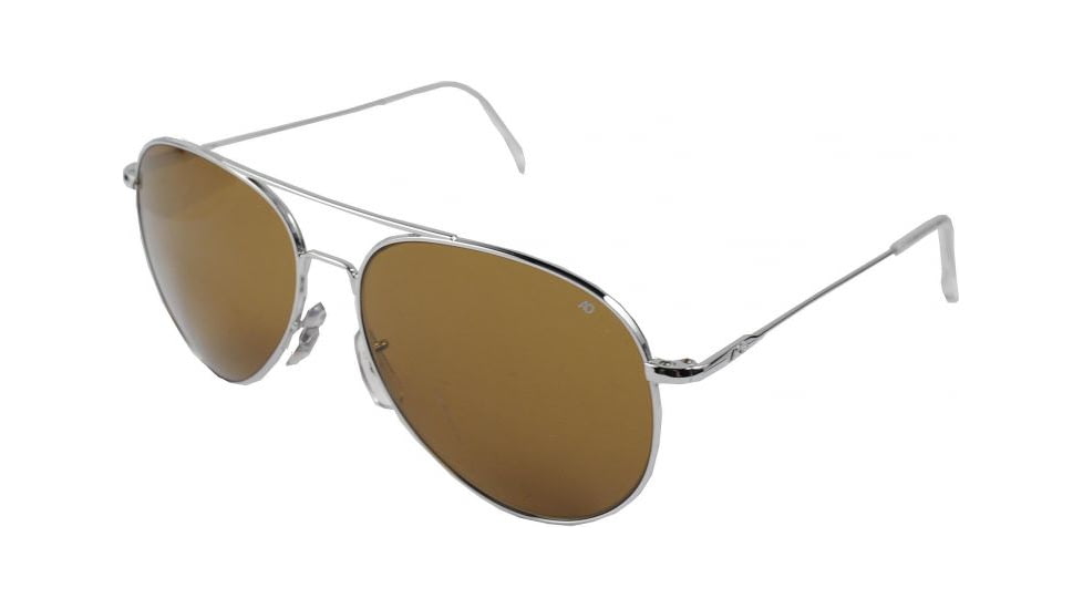 AO General Sunglasses, Silver, Wire Spatula, Brown Glass Lenses, 52mm, Polarized S-CBPG-WS-52