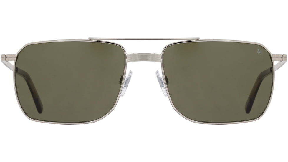 AO Geoffrey Sunglasses - Mens, Silver, Calobar Green AOLite Nylon Lenses, Silver / Calobar Green Polarized Lens, 58-18-145, GFY158STGSGNN-P