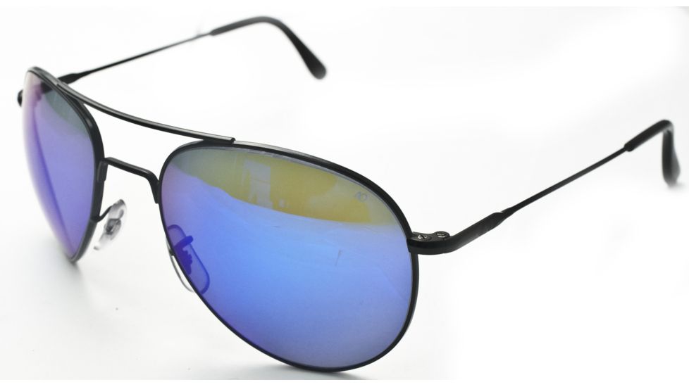 AO II 8-Base Sunglasses, Black, Wire Spatula, 55mm, Blue Mirror Lens - Sm/Med B-BMP-WS-55