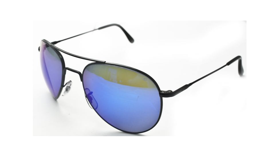 AO II 8-Base Sunglasses, Black, Wire Spatula, 58mm, Blue Mirror Lens - Large B-BMP-WS-58