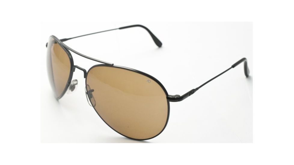 AO II 8-Base Sunglasses, Black, Wire Spatula, HC Amber Lens, 52mm, Small B-HCBP-WS-52