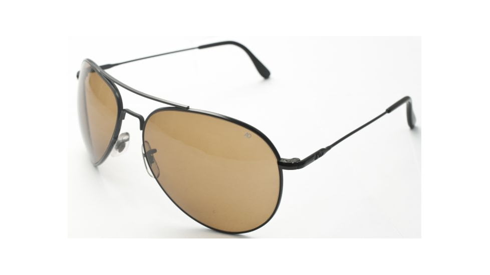 AO II 8-Base Sunglasses, Black, Wire Spatula, HC Amber Lens, 55mm, Sm/Med B-HCBP-WS-55