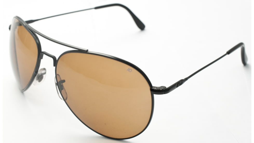 AO II 8-Base Sunglasses, Black, Wire Spatula, HC Amber Lens, 58mm, Large B-HCBP-WS-58