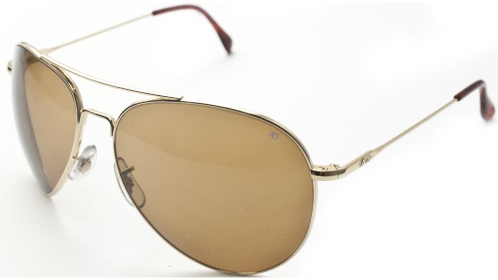 AO II 8-Base Sunglasses, Gold, Wire Spatula, HC Amber Lens, 58mm, Large G-HCBP-WS-58