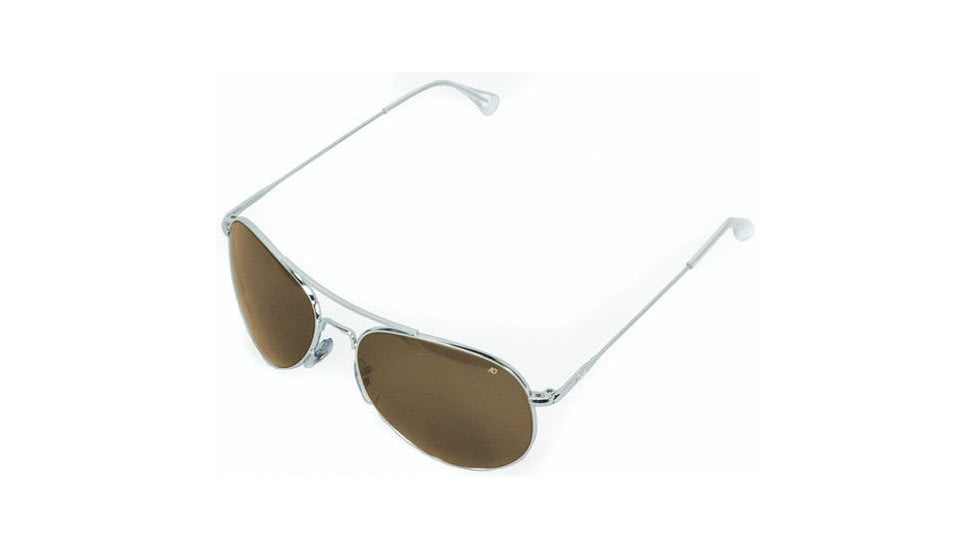 AO II 8-Base Sunglasses, Silver, Wire Spatula, HC Amber Lens, 58mm, Large S-HCBP-WS-58