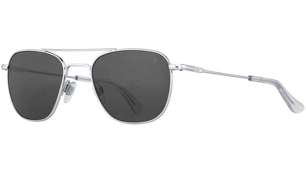 AO Original Pilot 2 Sunglasses, Silver Frame, Gray Nylon Lens, Standard Temple, 55-20-145, OP-255STCLGYN