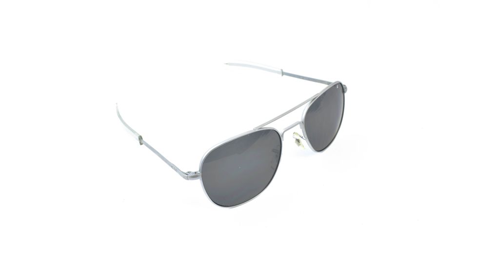 AO Original Pilot Sunglasses, Bayonet, Matte Chrome Frame, CC Gray Poly Lens, Polarized, 55mm, 30196