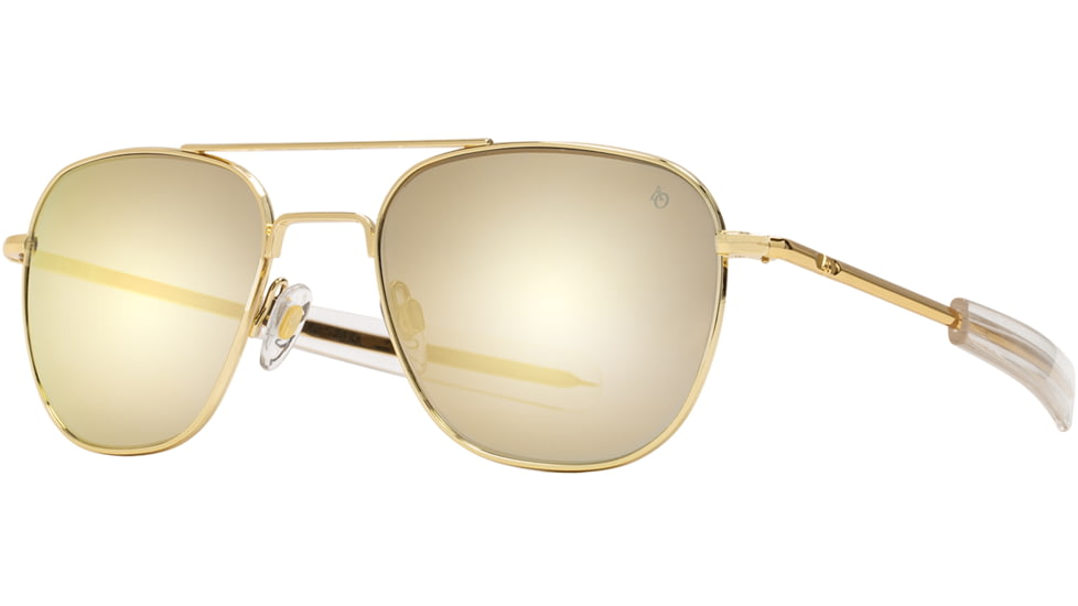 AO Original Pilot Sunglasses, Gold Frame, 52 mm SunFlash Gold Mirror AOLite Nylon Lenses, Bayonet Temple,738921564522