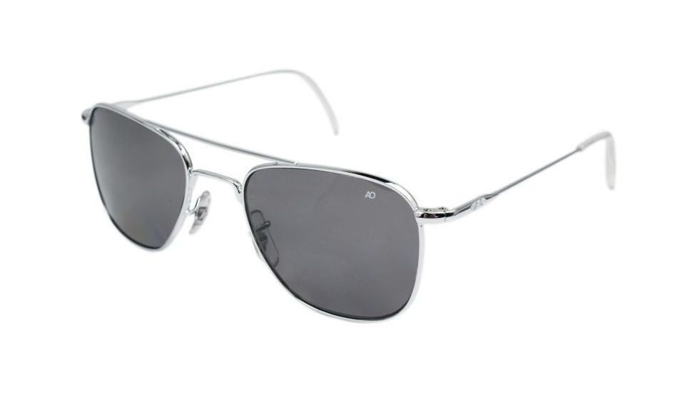 AO Original Pilot Sunglasses, Silver, Wire Spatula, CC Gray Poly Lens, 52mm S-CCP-WS-52