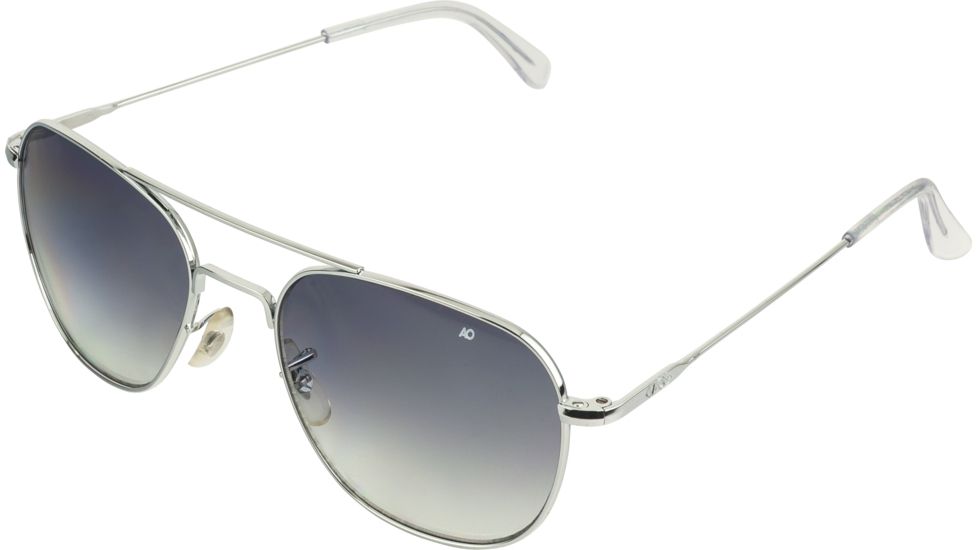 AO Original Pilot Sunglasses, Wire Spatula, Silver Frame, Polycarbonate Gradient Grey Lens, 57mm, 30262