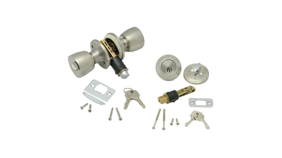 AP Products Combo Lock Set w/ Know Lock And Dead Bolt Stainless Steel, 013-234-SS