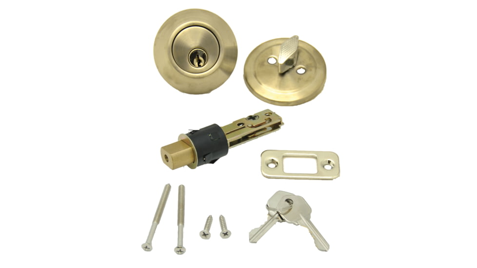 AP Products Dead Bolt Lock Set 1in Throw Polished Brass, 013-222