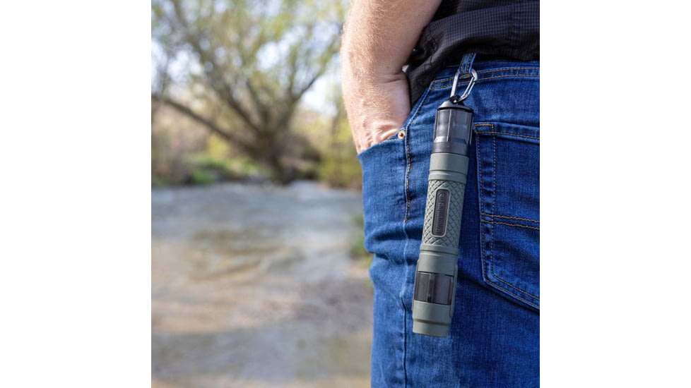 Aquamira Survival Straw, Emergency Water Filter System, Certified Filtration up to 300 Gallons of Water, Olive Drab Green