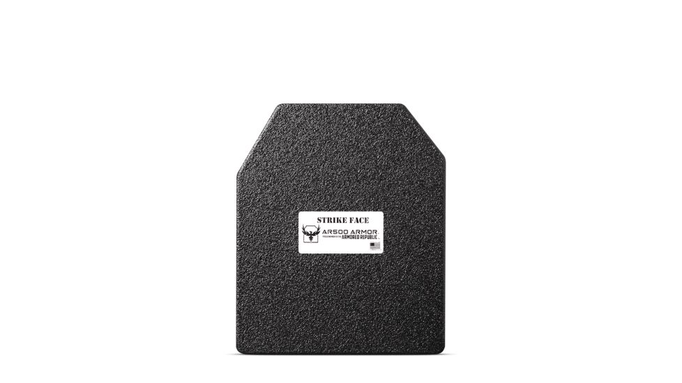 AR500 Armor Level III 10x12 ASC Flat Body Armor Plate, Build-Up PAXCON Coating, Black, 9246