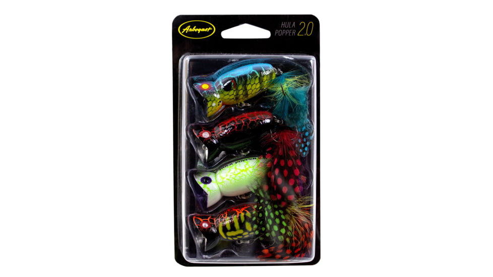 Arbogast Hula 2.0 Topwater Popper Lure Kit - 4 Pack, 2 1/2in, 3/8oz, Hula Popper, PK4G761-1