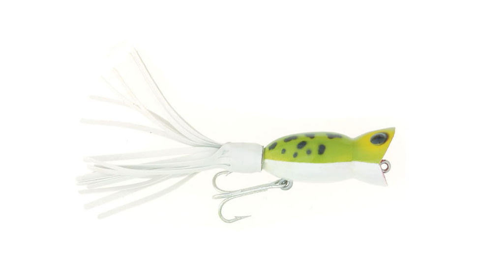 Arbogast Hula Popper Topwater Popper, 1 3/4in, 1/4 oz, Floating, Frog/White Belly, G770-06