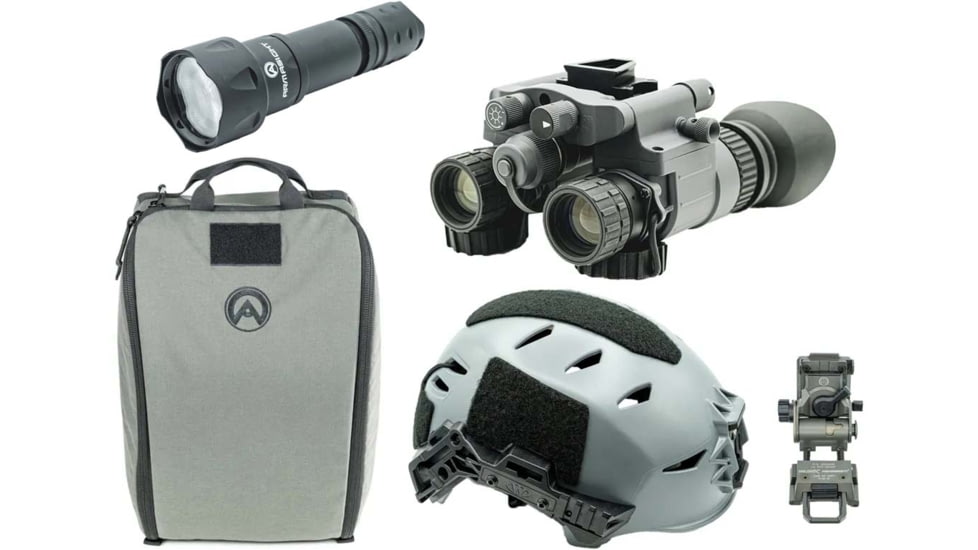 Armasight BNVD-51 Premium Kit - BNVD-51 Gen 3 Ghost White NV Goggles Gry, Wilcox G95 Mount Gry, OG Helmet Bag Gry, TW EXFIL LTP Helmet Rail 3.0, M/L Gry