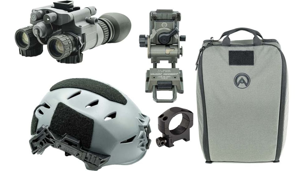 Armasight BNVD-51 Premium Kit - BNVD-51 Gen 3 NV Binocular w/ Armasight by Wilcox G95 Mount, Armasight by OTTE GEAR Helmet Bag and Team Wendy EXFIL LTP Helmet Rail 3.0, Gray, M/L