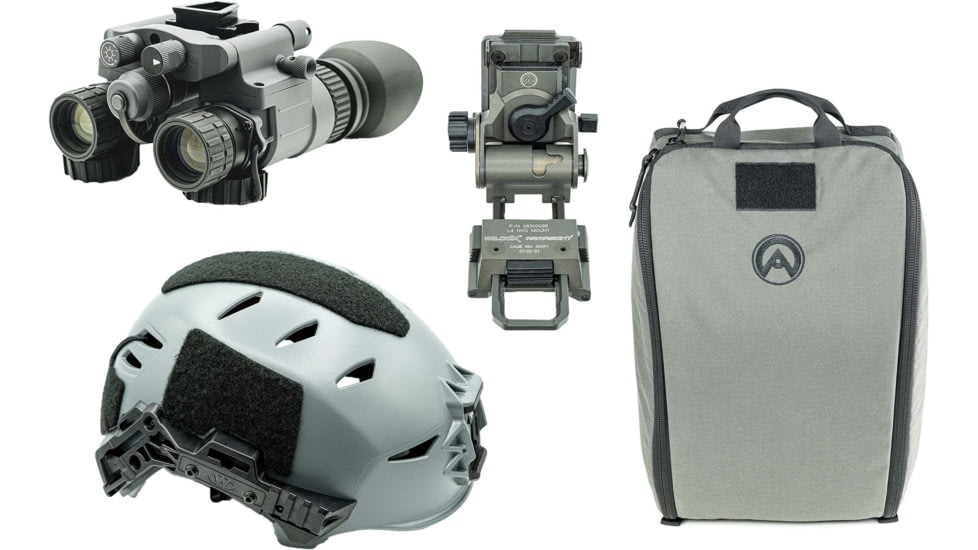 Armasight BNVD-51 Premium Kit - BNVD-51 Gen 3 NV Binocular w/ Armasight by Wilcox G95 Mount, Armasight by OTTE GEAR Helmet Bag and Team Wendy EXFIL LTP Helmet Rail 3.0, Gray, XL