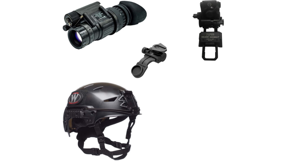 Armasight PVS-14 Premium Kit - PVS-14 Gen 3 Bravo Ghost White NV Monocular, Wilcox G24 Mount, Wilcox PVS-14 J-Arm, TW EXFIL LTP Helmet Rail 3.0, M/L, Black