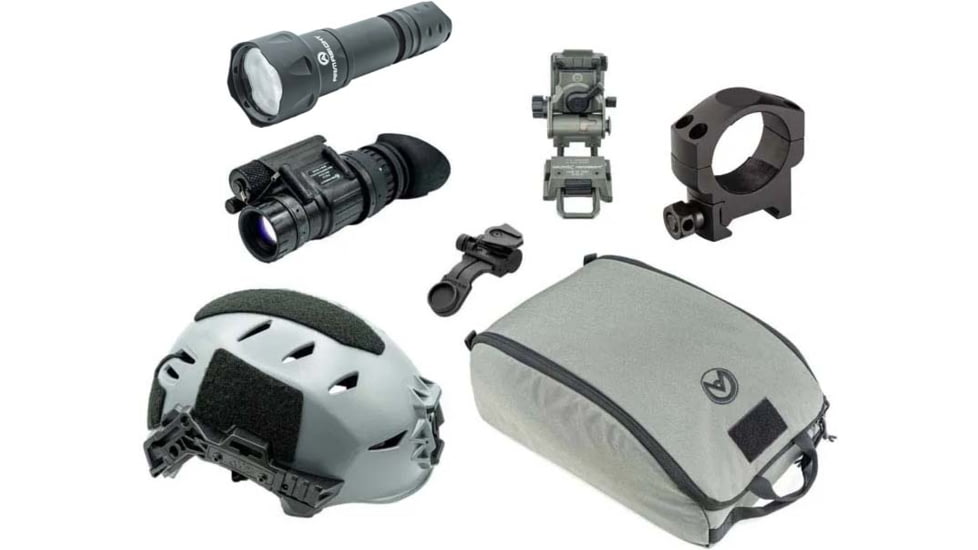 Armasight PVS-14 Premium Kit - PVS-14 Gen 3 1x Pinnacle Ghost White NV Monocular Gry, Wilcox G95 Mount Gry, Wilcox PVS-14 J-Arm Blk, OG Helmet Bag Gry, TW EXFIL LTP Helmet Rail 3.0, XL Gry
