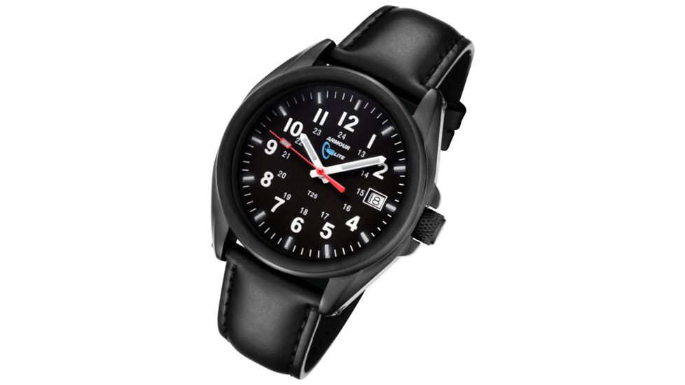 Armourlite 38mm Shatterproof Glass Swiss Tritium Watch, Black, Small AL501-BBL