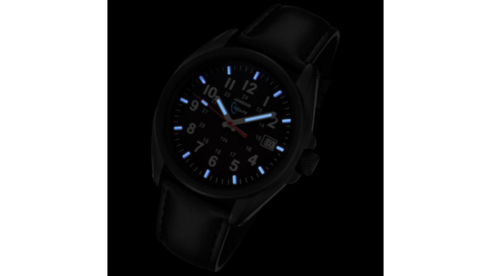 Armourlite 38mm Shatterproof Glass Swiss Tritium Watch, Black, Small AL501-BBL