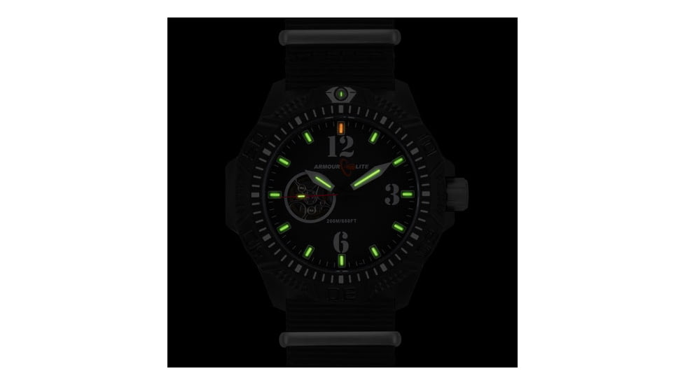 Armourlite Caliber Series Automatic Black Dial Watch with Black Nylon Band, Black AL1203