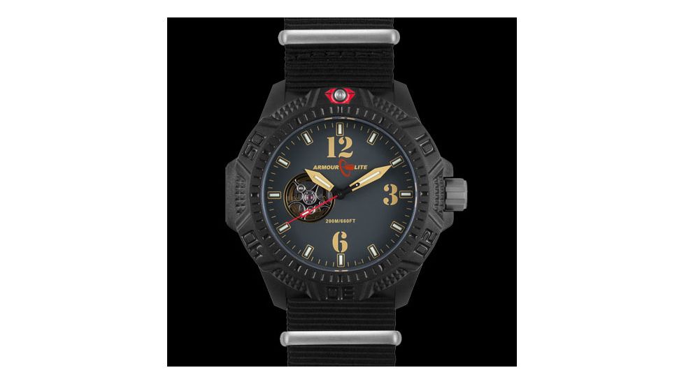 Armourlite Caliber Series Automatic Watch with Black Nylon Band, Black AL1201