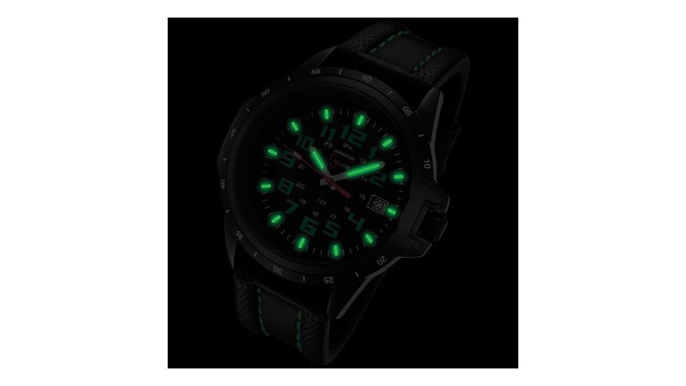 Armourlite ColorBurst Shatterproof Scratch Resistant Glass Green Tritium Watch, Black/Green, Small AL208