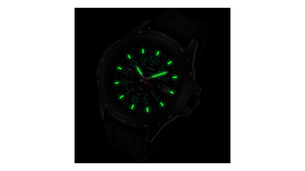Armourlite ColorBurst Shatterproof Scratch Resistant Glass Green Tritium Watch, Black/Green, Small AL223