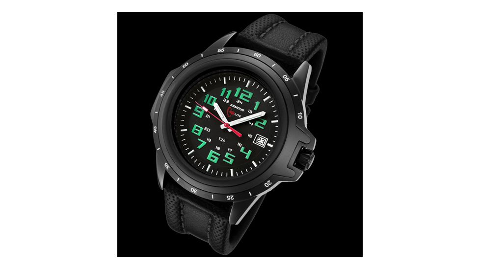 Armourlite ColorBurst Shatterproof Scratch Resistant Glass Green Tritium Watch, Black/Green, Small AL223