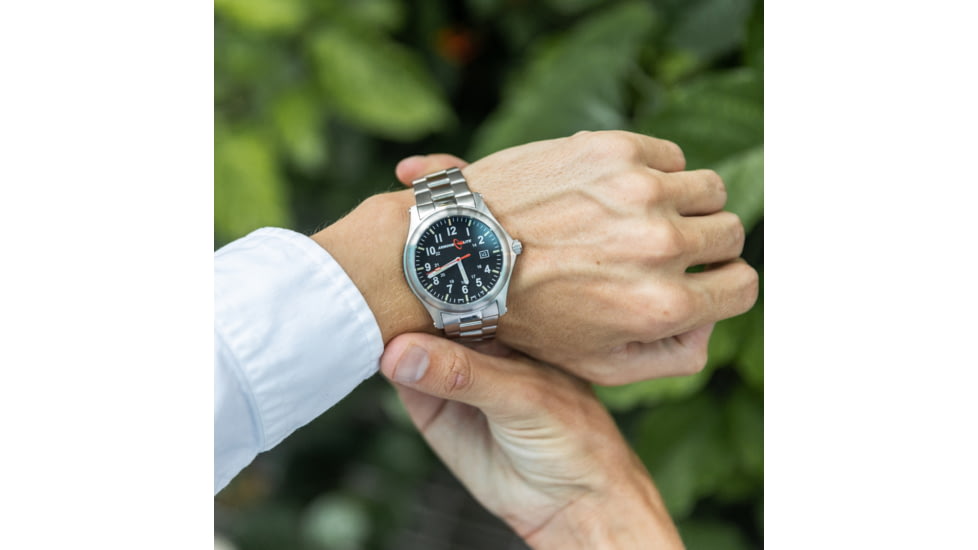 Armourlite Field Series AL101 Swiss Made Tritium Illuminated Watch with Shatterproof Armourglass, Raw Steel Case, Black Dial, 42mm, AL101