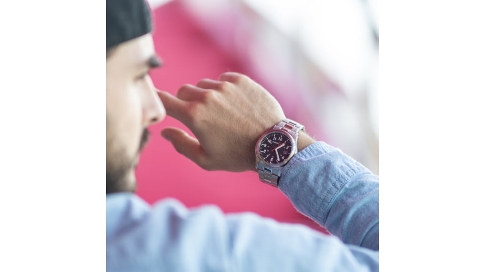 Armourlite Field Series AL101 Swiss Made Tritium Illuminated Watch with Shatterproof Armourglass, Raw Steel Case, Black Dial, 42mm, AL101