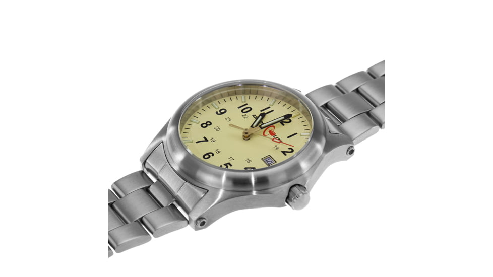 Armourlite Field Series AL102 Swiss Made Tritium Illuminated Watch with Shatterproof Armourglass, Raw Steel Case, Beige Dial, 42mm, AL102