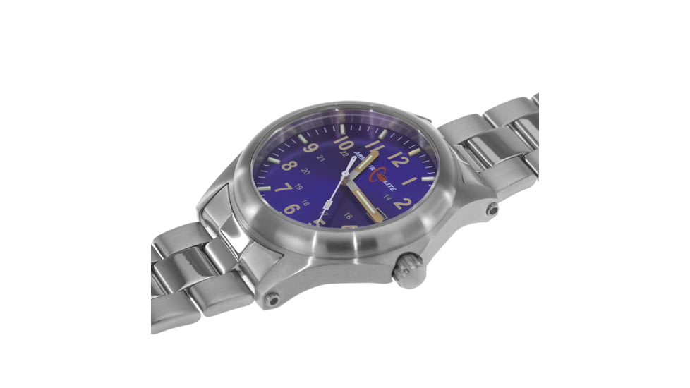 Armourlite Field Series AL103 Swiss Made Tritium Illuminated Watch with Shatterproof Armourglass, Raw Steel Case, Blue Dial, 42mm, AL103