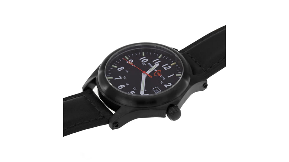 Armourlite Field Series AL114 Swiss Made Tritium Illuminated Watch with Shatterproof Armourglass, Black Case, Black Dial, White Numbers, 42mm, AL114