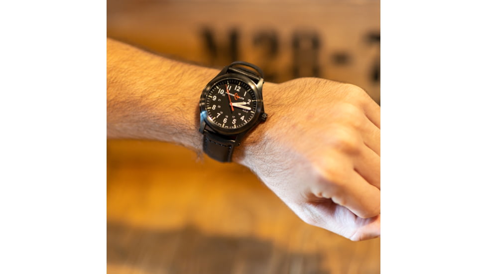 Armourlite Field Series AL114 Swiss Made Tritium Illuminated Watch with Shatterproof Armourglass, Black Case, Black Dial, White Numbers, 42mm, AL114