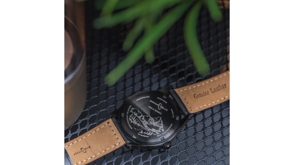 Armourlite Field Series AL114 Swiss Made Tritium Illuminated Watch with Shatterproof Armourglass, Black Case, Black Dial, White Numbers, 42mm, AL114