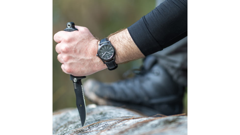 Armourlite Field Series AL115 Swiss Made Tritium Illuminated Watch with Shatterproof Armourglass, Black Case, Blackout Dial, 42mm, AL115