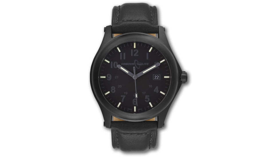 Armourlite Field Series AL115 Swiss Made Tritium Illuminated Watch with Shatterproof Armourglass, Black Case, Blackout Dial, 42mm, AL115