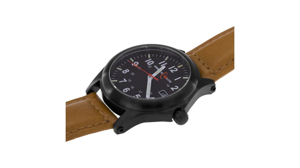 Armourlite Field Series AL124 Swiss Made Tritium Illuminated Watch with Shatterproof Armourglass, Black Case, Black Dial, White Numbers, 42mm, AL124