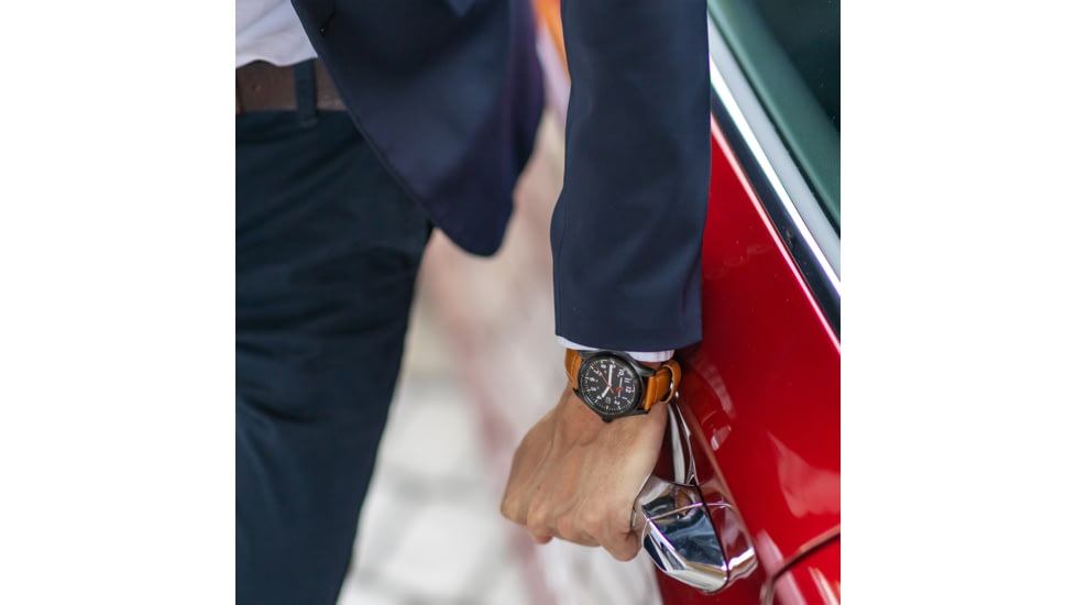 Armourlite Field Series AL124 Swiss Made Tritium Illuminated Watch with Shatterproof Armourglass, Black Case, Black Dial, White Numbers, 42mm, AL124